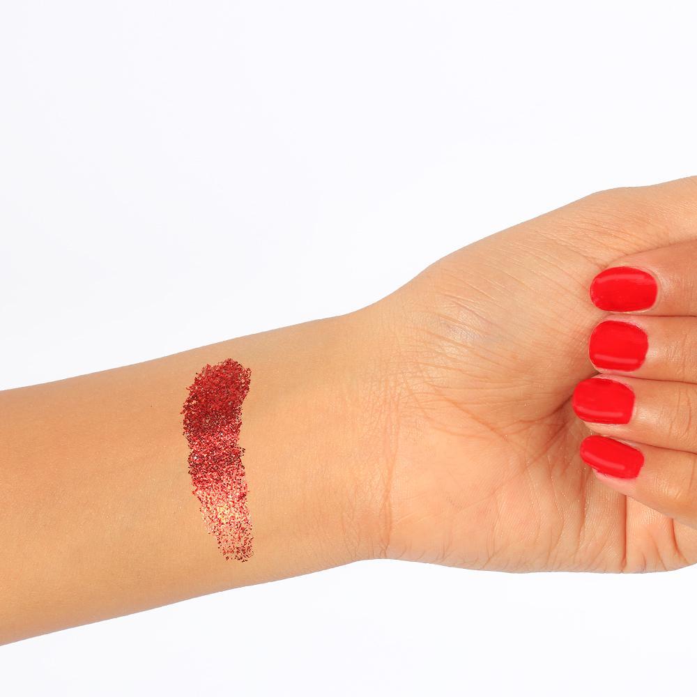 Swatch of Creamy Glitter 05-RAGING RED